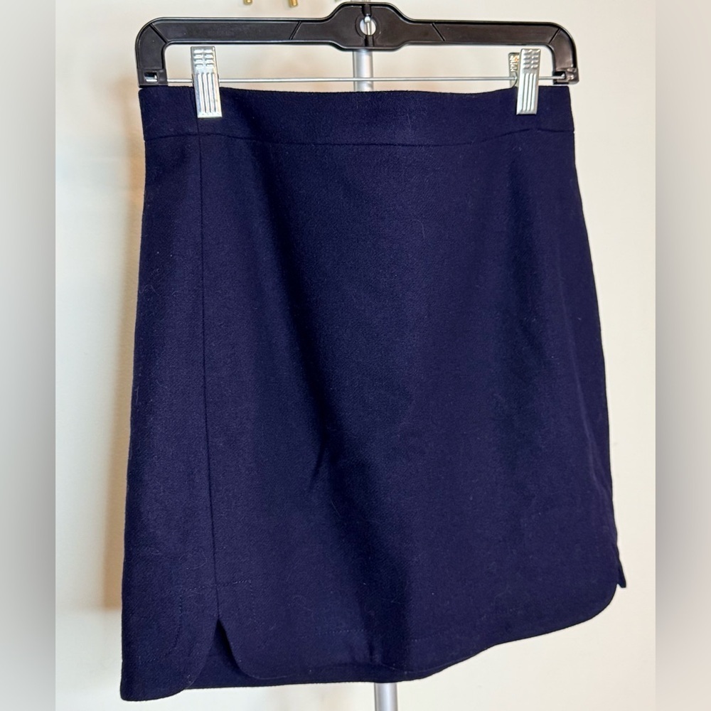 J Crew preppy chic classic Navy Blue Wool blend mini skirt fully lined size 6 EC